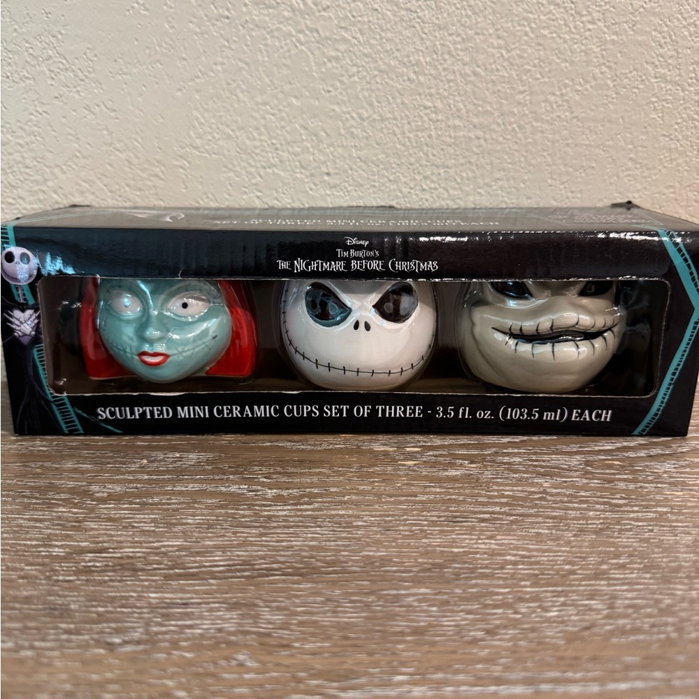 Disney Nightmare Before Christmas Sculpted Ceramic Cups Set 3.5 fl oz each
